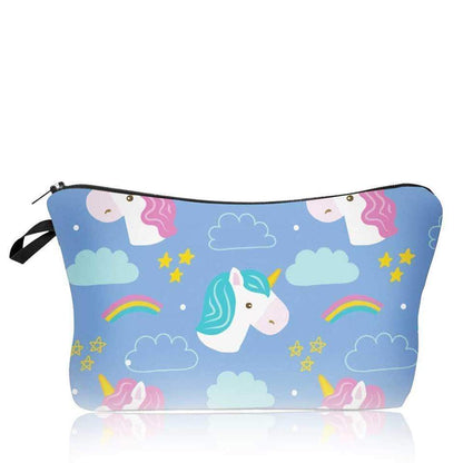 New Blue Unicorn Cosmetic Bag Rainbow Makeup Pencil Case Holiday Travel Pouch - Cosmetic Bags by Fashion Accessories