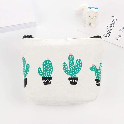 Canvas Coin Purse Cactus Print Pouch Mexican Theme - Coin Purses by Fashion Accessories