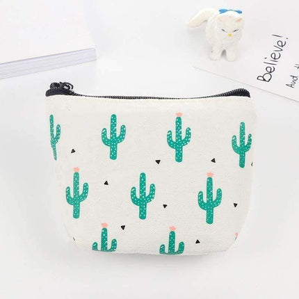 Canvas Coin Purse Cactus Print Pouch Mexican Theme - Coin Purses by Fashion Accessories