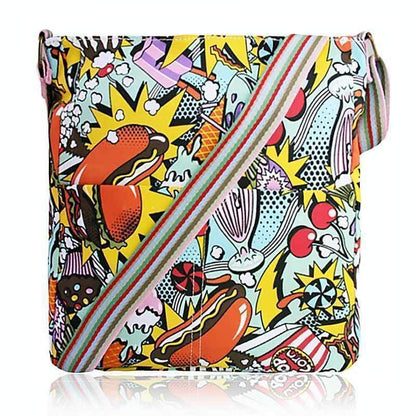 New Canvas Shoulder Bag Retro Comic Book Cartoon Style Fun Handbag - Handbags by Fashion Accessories
