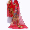 New Chiffon Scarf Bird Floral Long Floaty Ladies Scarves Wrap Gift - Red