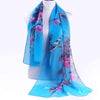New Chiffon Scarf Bird Floral Long Floaty Ladies Scarves Wrap Gift - Blue