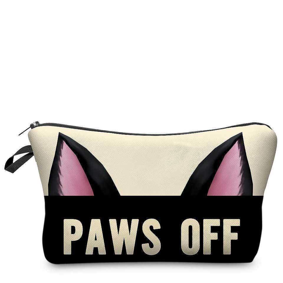 New Cosmetic Bag Paws Off Make Up Pouch Zipped Padded - Cosmetic Bags by Fashion Accessories
