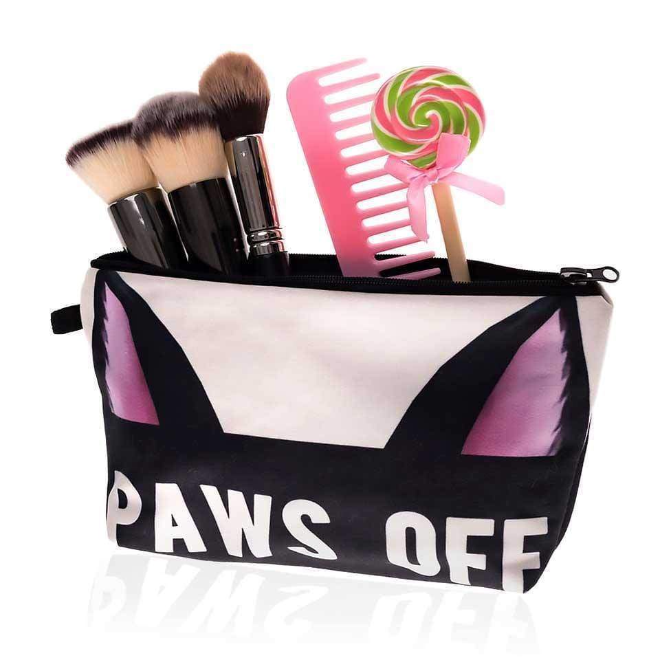 New Cosmetic Bag Paws Off Make Up Pouch Zipped Padded - Cosmetic Bags by Fashion Accessories