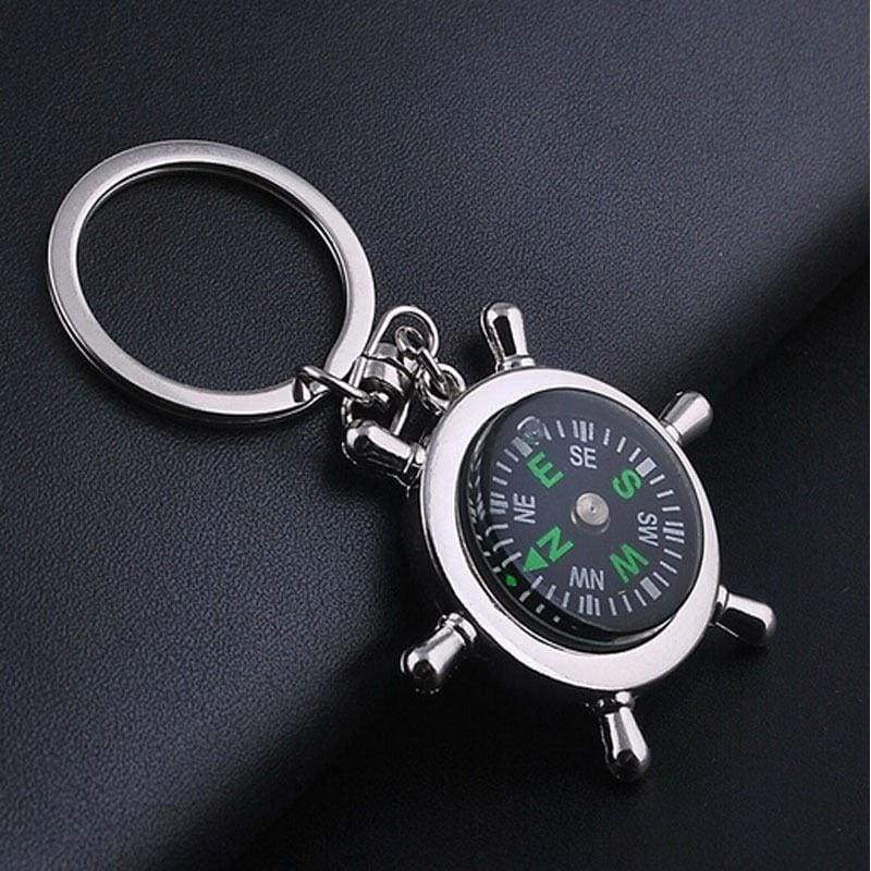New For Him Silver Metal Camping Compass Keyring Quality Gifts - Bag Charms & Keyrings by Fashion Accessories