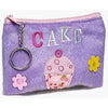 New Girls Cute Cupcake Soft Fluffy Coin Purse Wallet With Key Chain - Purple