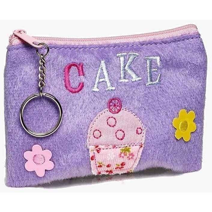 New Girls Cute Cupcake Soft Fluffy Coin Purse Wallet With Key Chain - Coin Purses by Fashion Accessories