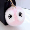 Cute Large 10cm Round Owl Pom Pom Handbag Charm - Light Pink