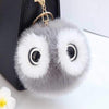 Cute Large 10cm Round Owl Pom Pom Handbag Charm - Silver