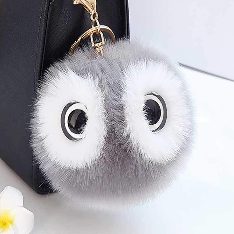 Cute Girls Ladies Large 10cm Round Owl Pom Pom Handbag Charm - Bag Charms & Keyrings by Fashion Accessories