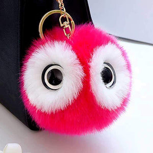 Cute Girls Ladies Large 10cm Round Owl Pom Pom Handbag Charm - Bag Charms & Keyrings by Fashion Accessories