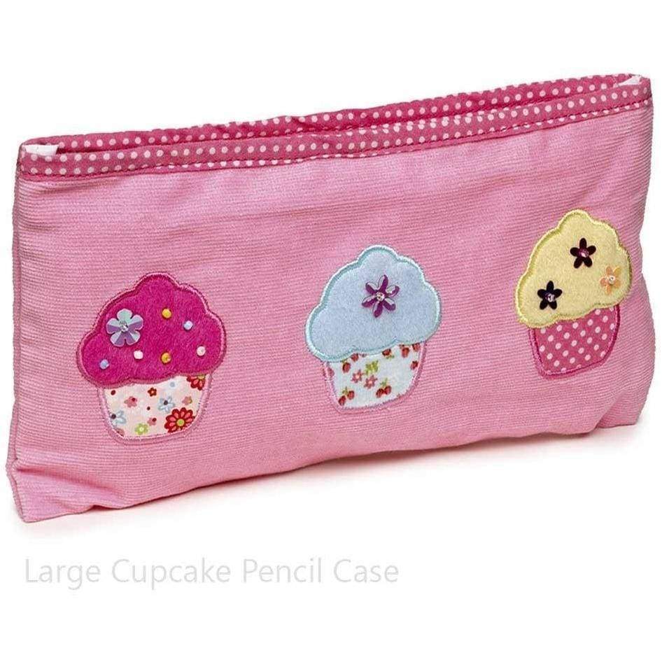New Girls Pink Back to School Large Cupcake Gem Kids Pencil Case Pen Holder - Pencil Cases by Fashion Accessories