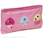 New Girls Pink Back to School Large Cupcake Gem Kids Pencil Case Pen Holder - Pencil Cases by Fashion Accessories