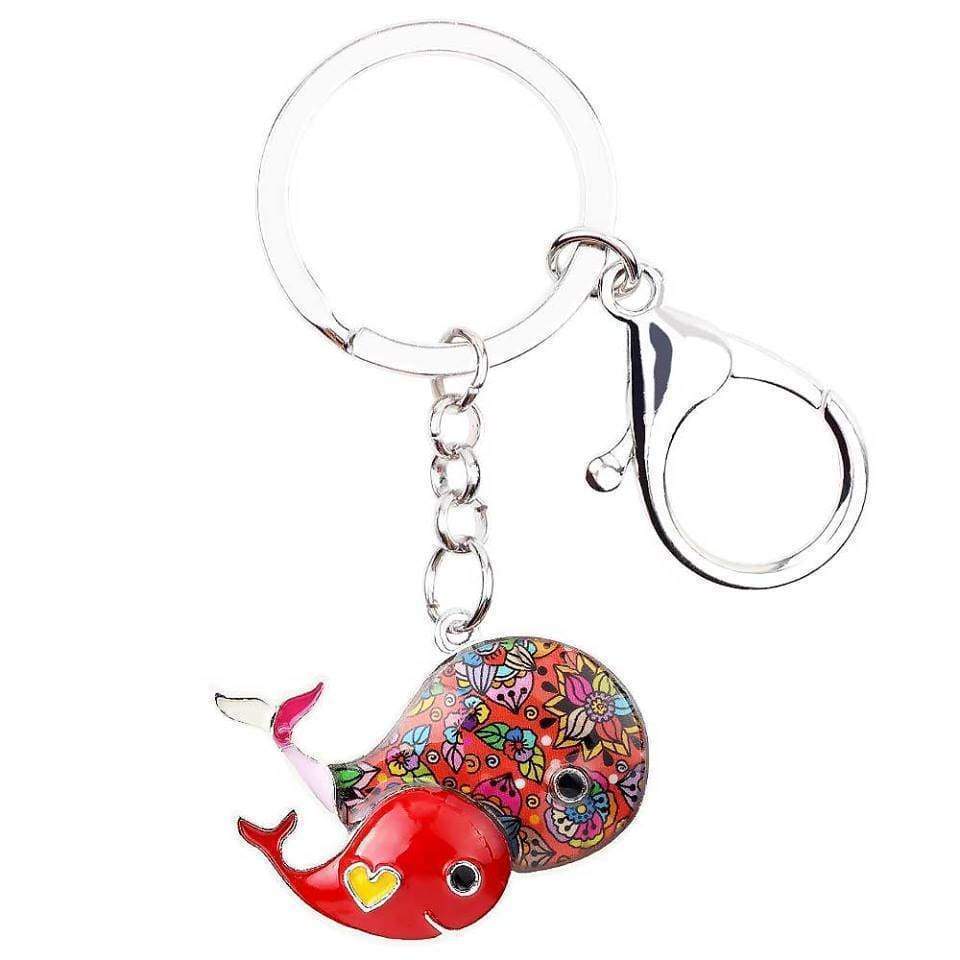 New Hand Painted Whale Mother & Baby Mosaic Bag Charm Keyring - Bag Charms & Keyrings by Fashion Accessories