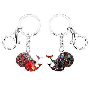 New Hand Painted Whale Mother & Baby Mosaic Bag Charm Keyring - Bag Charms & Keyrings by Fashion Accessories