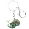 New Hand Painted Whale Mother & Baby Mosaic Bag Charm Keyring - Green
