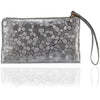 New Ladies Clutch Purse Pouch Small Zipped Bag Metallic - Silver