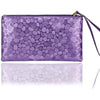 New Ladies Clutch Purse Pouch Small Zipped Bag Metallic - Purple