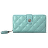 New Ladies Quality Textured  Wallet Bi-fold Long Flower Hasp Purse - Blue
