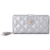 New Ladies Quality Textured  Wallet Bi-fold Long Flower Hasp Purse - Grey