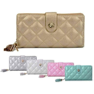 New Ladies Quality Textured Wallet Bi-fold Long Flower Hasp Purse - Purses and Wallets by Acess London