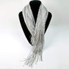 Ladies Shimmer Sparkly Scarves with Tassels - Silver And White