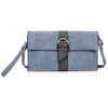 New Ladies Womens Quality Large Clutch Bag Shoulder Handbag Evening Bags - Blue