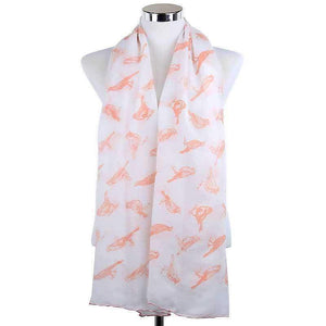New Large Cotton Scarf Ladies Shawl White Peach Bird Print Spring Fashion - Scarves & Shawls by Fashion Scarves