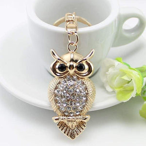New Sparkly Owl Keyring Rhinestone Gold Metal Womens Bag Charm - Bag Charms & Keyrings by Fashion Accessories