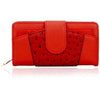 New Women Bi Fold Card Cash Wallet Ladies Patchwork Long PU Purse - Red