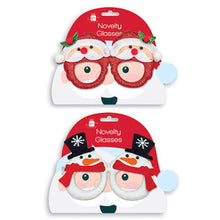 Santa-themed novelty Christmas glasses with two face frames and glitter beard