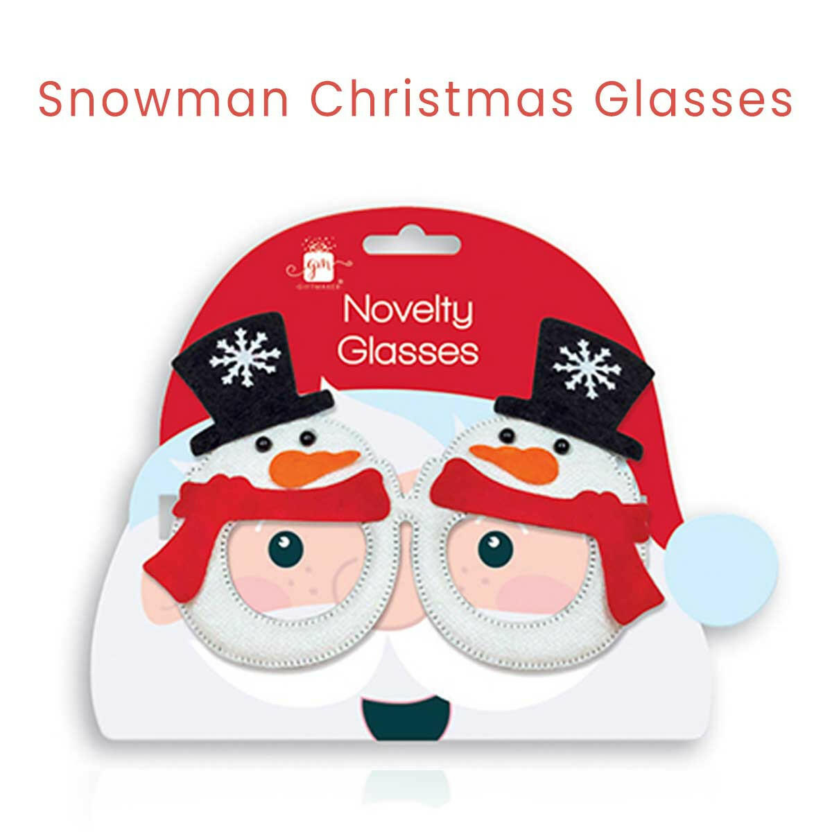 Snowman-themed novelty Christmas glasses with two character face frames