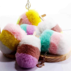 Ice Lolly Handbag Charms Fluffy Pom Pom Keyrings by Fashion Accessories