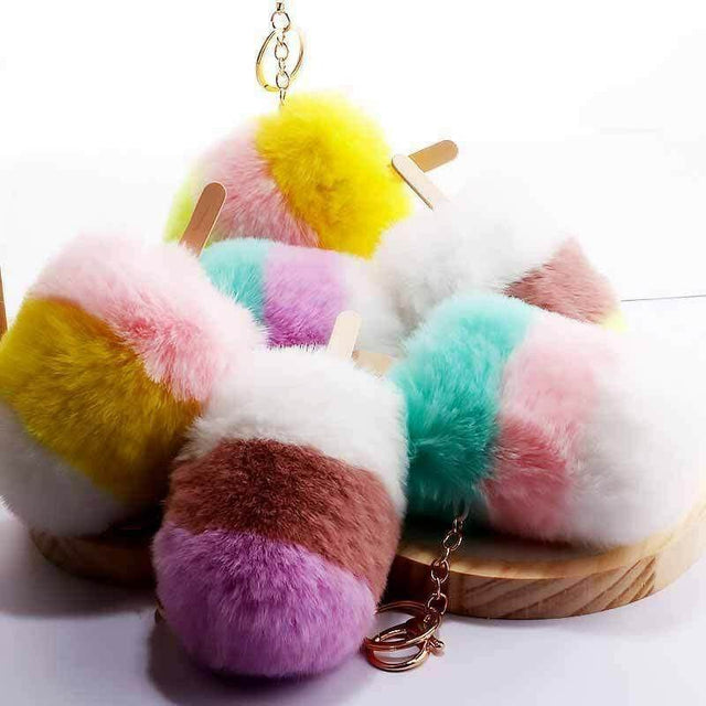 The Fashion Gift Shop: Ice Lolly Handbag Charms Fluffy Pom Pom Keyrings by Fashion Accessories, Bag Charms & Keyrings