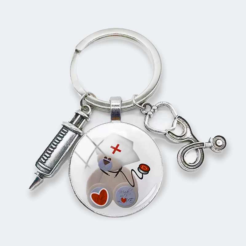 Nurse Health Worker Keyring with Medical Charms Gifts - Bag Charms & Keyrings by Fashion Accessories