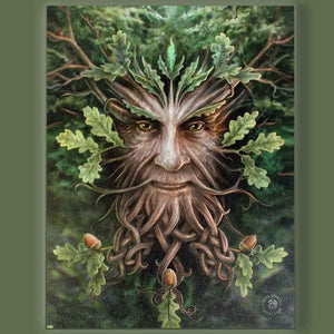 Oak King Green Man Design Canvas Wall Plaque by Anne Stokes - Wall Art's by Anne Stokes