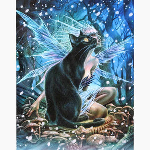 Officially Faerie Familiar Canvas Wall Art by Alchemy - Black Cat and Fairy - Wall Art's by Alchemy