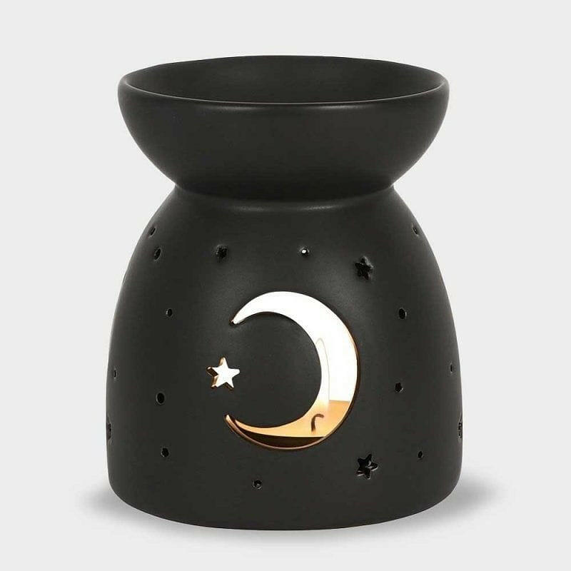 The Fashion Gift Shop: Black Ash Wax - Melt Oil Burner With Cut - Out Moon Design by Spirit of equinox, Oil Burner & Wax Melters
