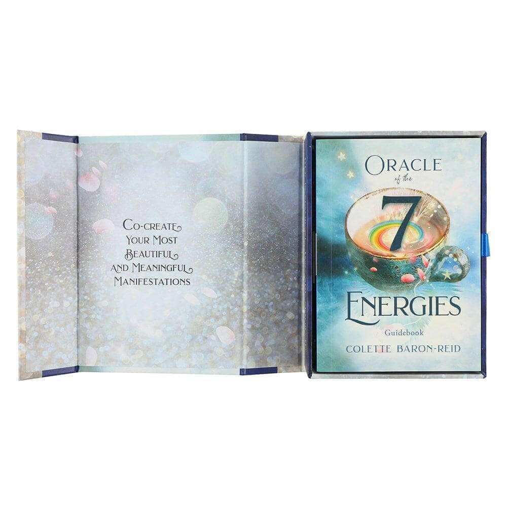 Oracle of the 7 Energies oracle card deck open box with guidebook on right