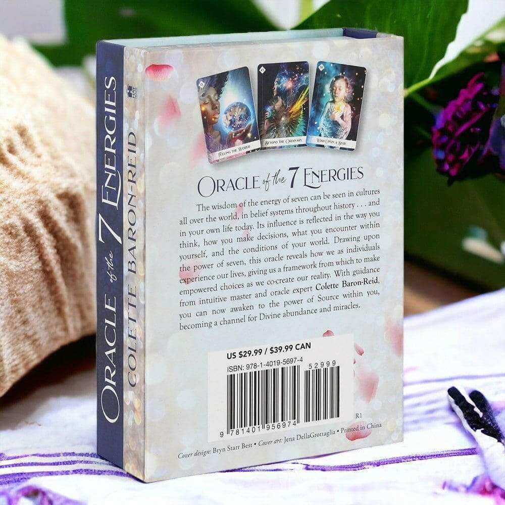 Oracle of the 7 Energies oracle card deck box back with card images and barcode