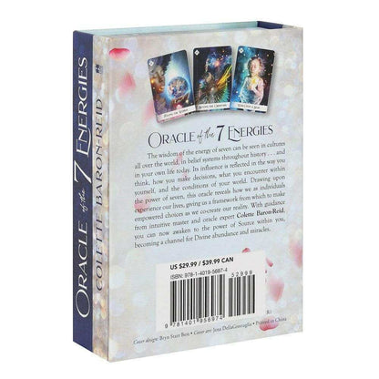 Oracle of the 7 Energies oracle card deck box back with prices, barcode, and card photos