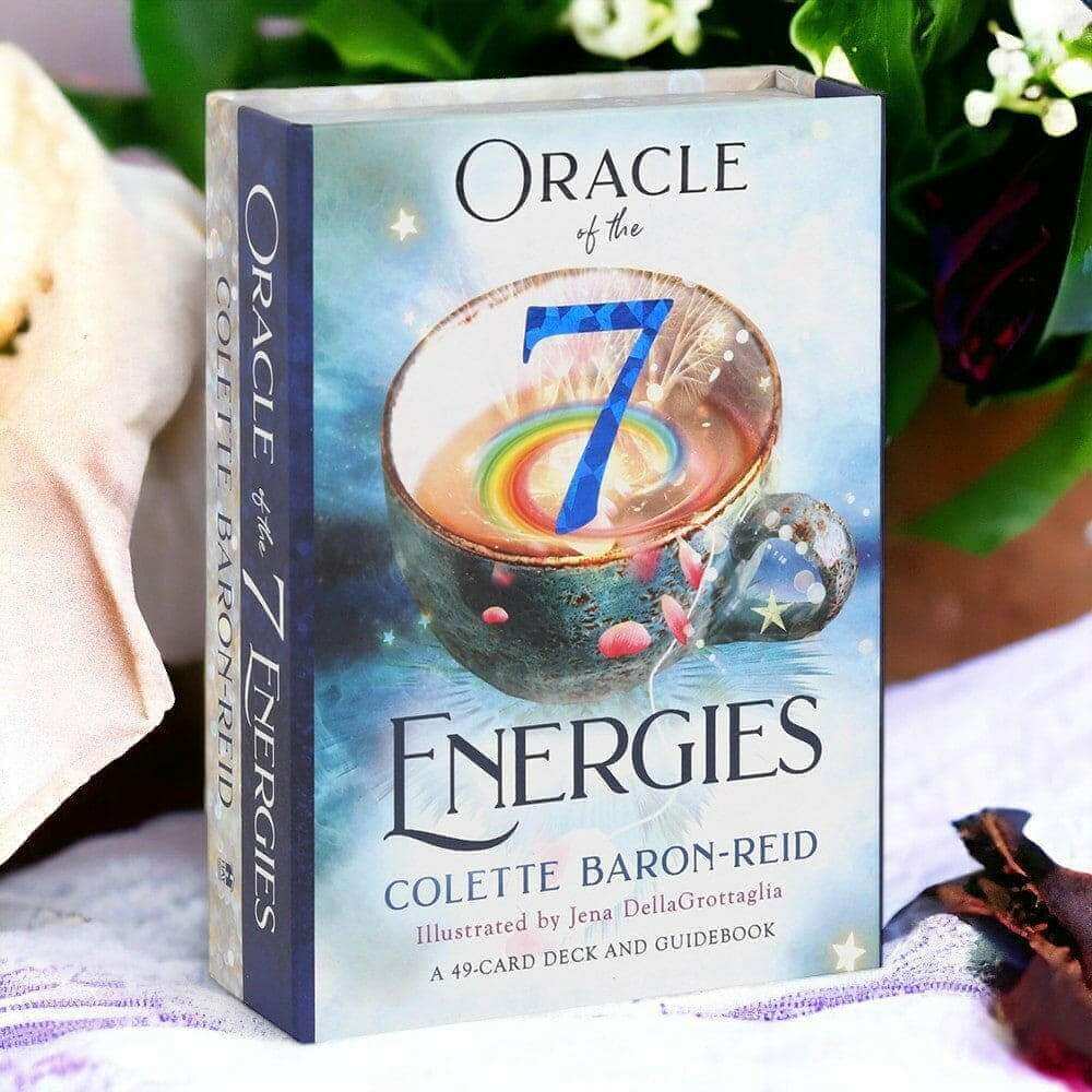 Oracle of the 7 Energies oracle card deck in blue illustrated box with 7 energies cover