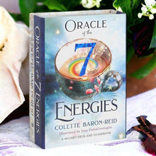Oracle of the 7 Energies oracle card deck in blue illustrated box with 7 energies cover