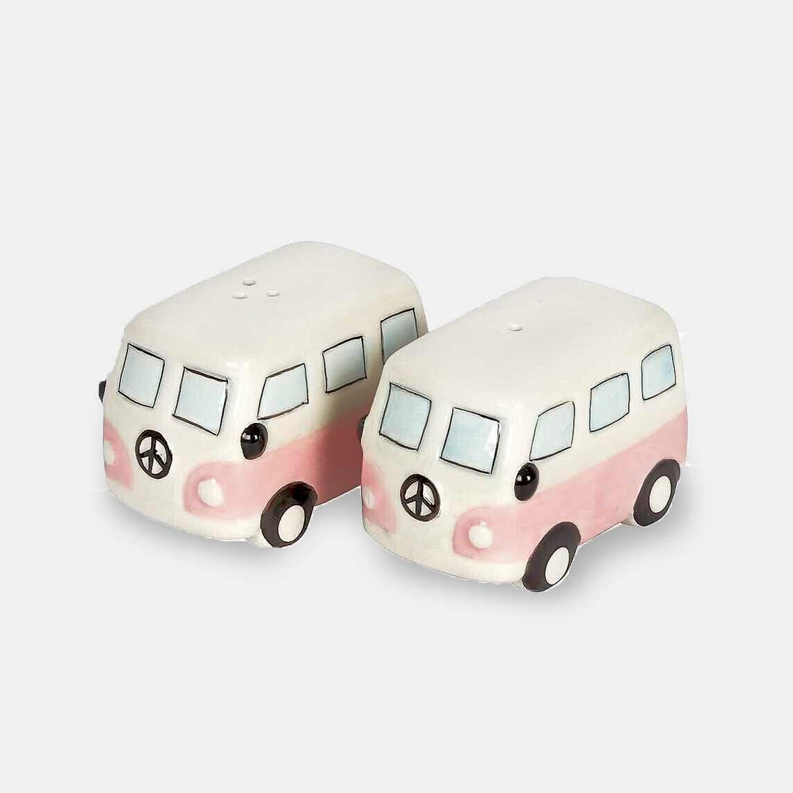 Pale Pink Campervans Salt and Pepper Shakers Cruet Set - Cruet Sets by Jones Home & Gifts