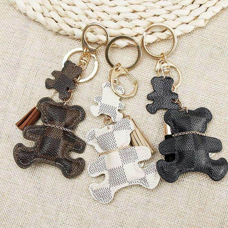 The Fashion Gift Shop: Patchwork Teddy Bear Handbag Charm Keyrings by Fashion Accessories, Bag Charms & Keyrings