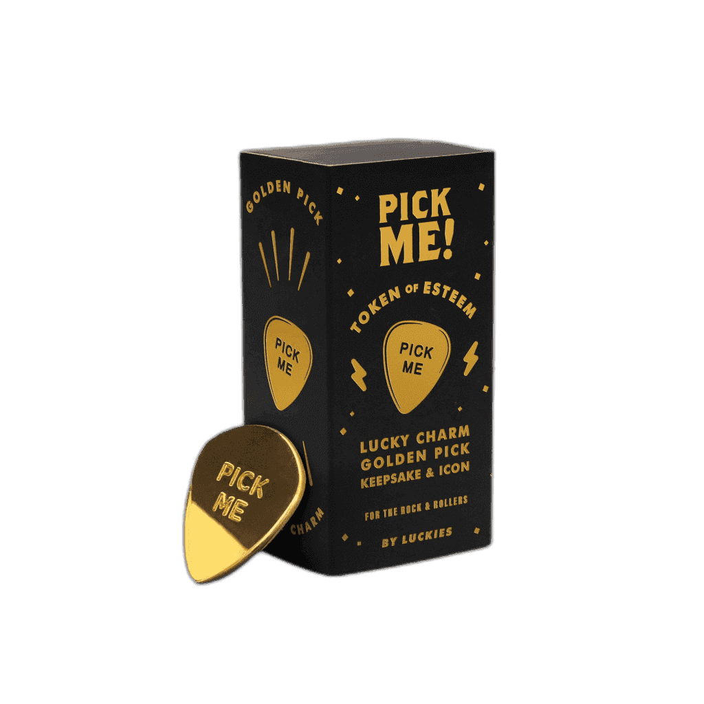 The Fashion Gift Shop: Pick Me Gold Guitar Pick and Lucky Charm - Golden Premium Gifts by Luckies, Guitar Pick