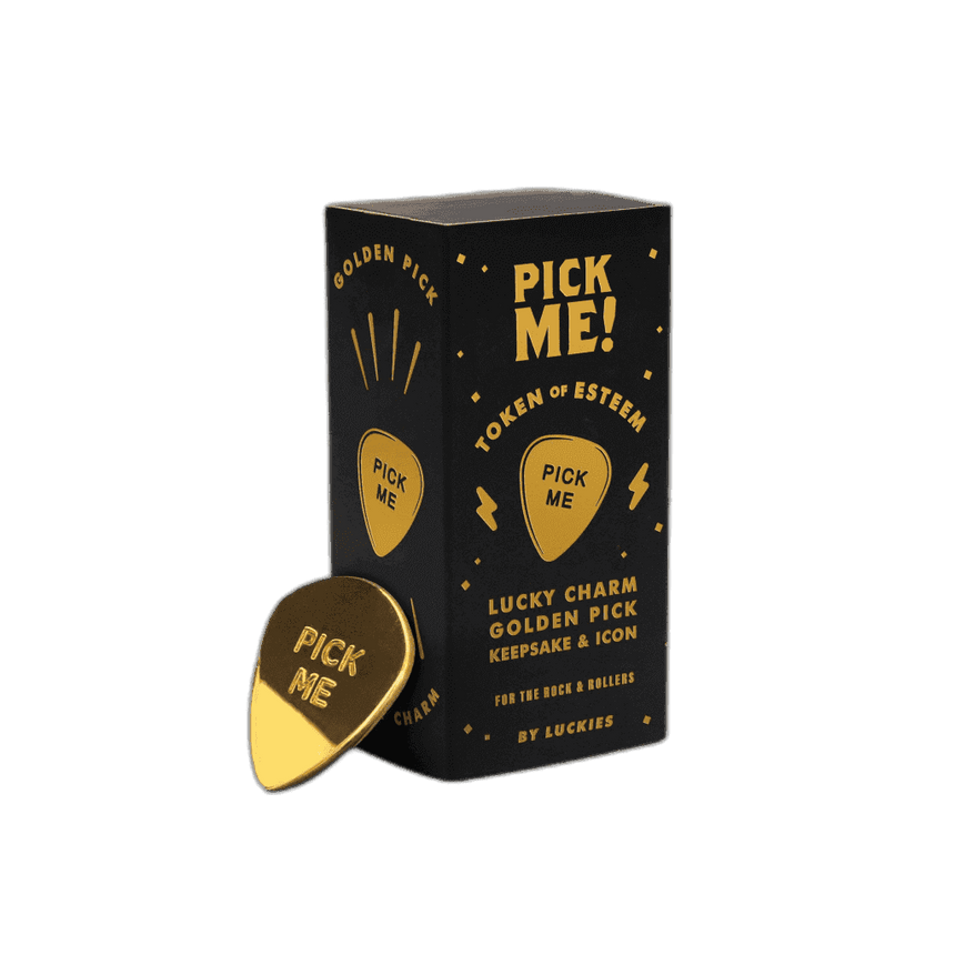 The Fashion Gift Shop: Pick Me Gold Guitar Pick and Lucky Charm - Golden Premium Gifts by Luckies, Guitar Pick