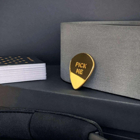 The Fashion Gift Shop: Pick Me Gold Guitar Pick and Lucky Charm - Golden Premium Gifts by Luckies, Guitar Pick