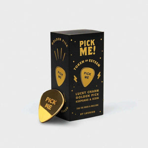The Fashion Gift Shop: Pick Me Gold Guitar Pick and Lucky Charm - Golden Premium Gifts by Luckies, Guitar Pick