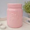 Pink and White Tea Light Ceramic Storage Jars - Pink